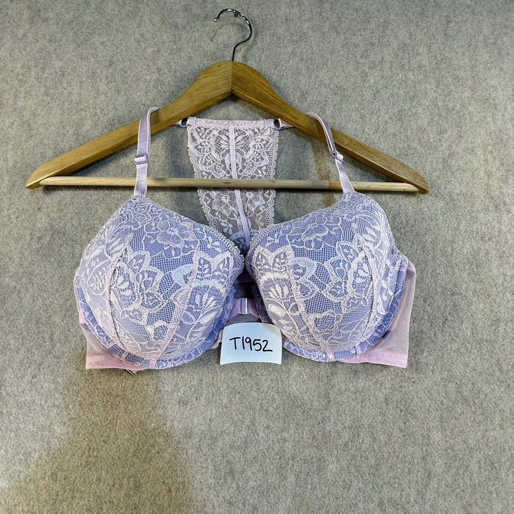 Victorias Secret Dream Angels Push Up‎ Bra 36D Lavender Lace Front Close T-Back